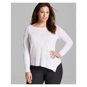 EILEEN FISHER Womens White Asymmetrical Hem Seamed Long Sleeve Sweater Plus 1X